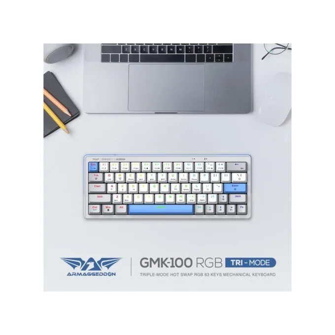 Armaggeddon GMK-100 Tri-Mode 63-Key Mechanical Gaming Keyboard - Red Linear — image 6