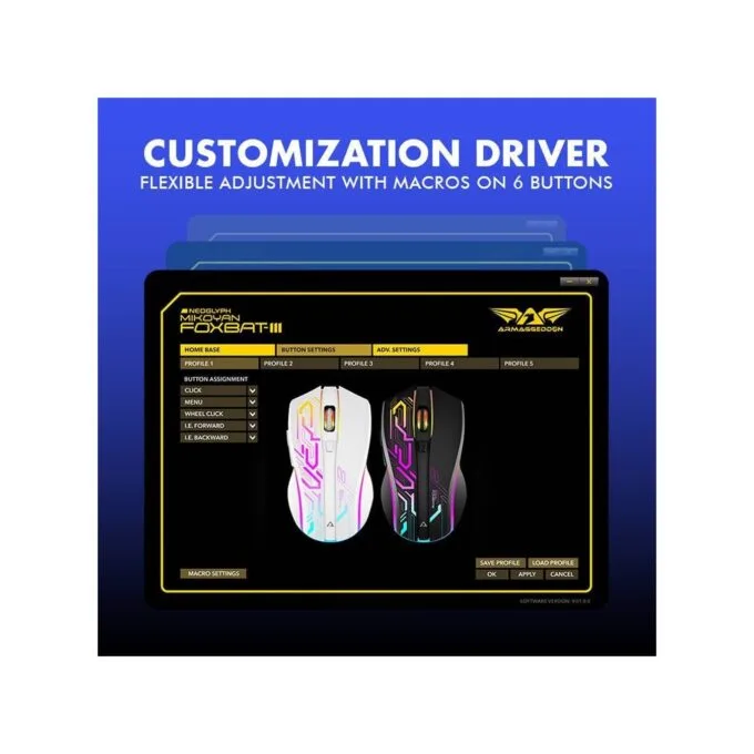 Armaggeddon Mikoyan Foxbat-III Cyberpunk Wireless Gaming Mouse White — image 9