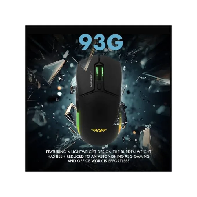 Armaggeddon Mirage VI Wired+2.4G+BT Rechargeable 10000 CPI Gaming Mouse Black — image 2