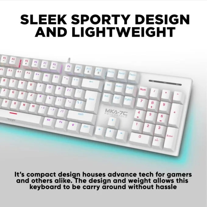 Armaggeddon MKA-7C White Mechanical Gaming Keyboard 104 Linear Red Keys — image 2