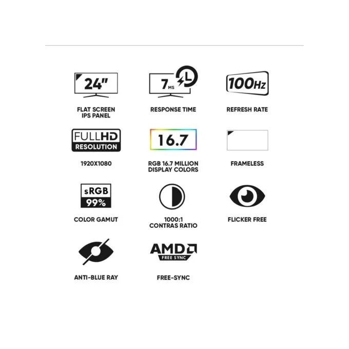 Armaggeddon Pixxel+ PF24HD Super-100 IPS Frameless Monitor 100Hz Black — image 9