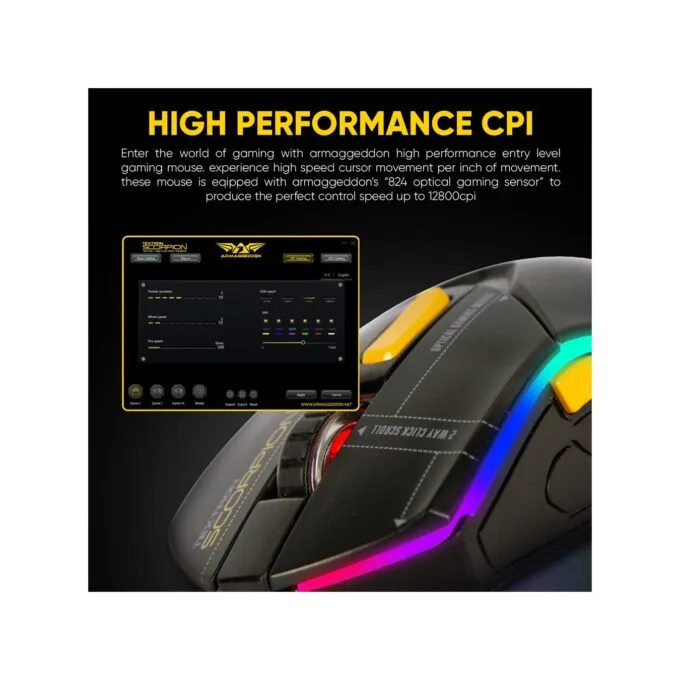 Armaggeddon Scorpion 7 Lite Wired RGB Gaming Mouse - 12800 CPI — image 4