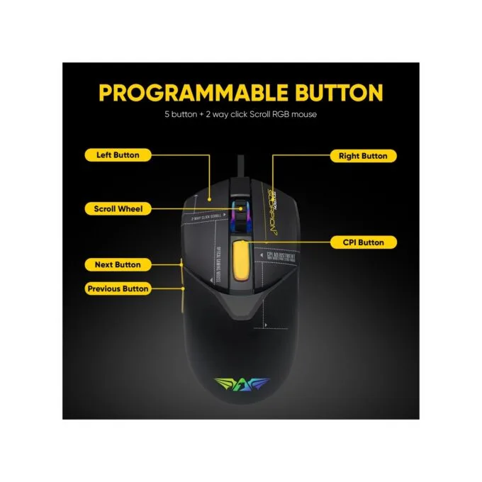 Armaggeddon Scorpion 7 Lite Wired RGB Gaming Mouse - 12800 CPI — image 5