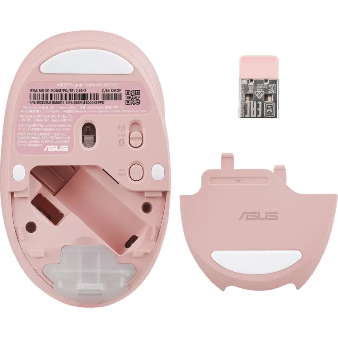 ASUS MD101 - Ambidextrous Wireless Mouse (Pink) - RF 2.4GHz & Bluetooth 5.3, 2400 DPI, AA Battery — image 4
