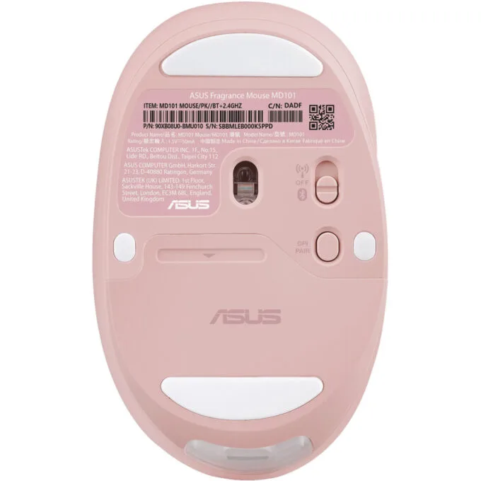 ASUS MD101 - Ambidextrous Wireless Mouse (Pink) - RF 2.4GHz & Bluetooth 5.3, 2400 DPI, AA Battery — image 5