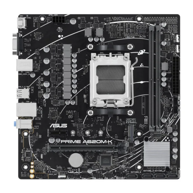 ASUS PRIME A620M-K - AM5 Micro-ATX Motherboard, AMD A620, DDR5, 2x DIMM up to 96GB, 1x M.2, 4x SATA III — image 1