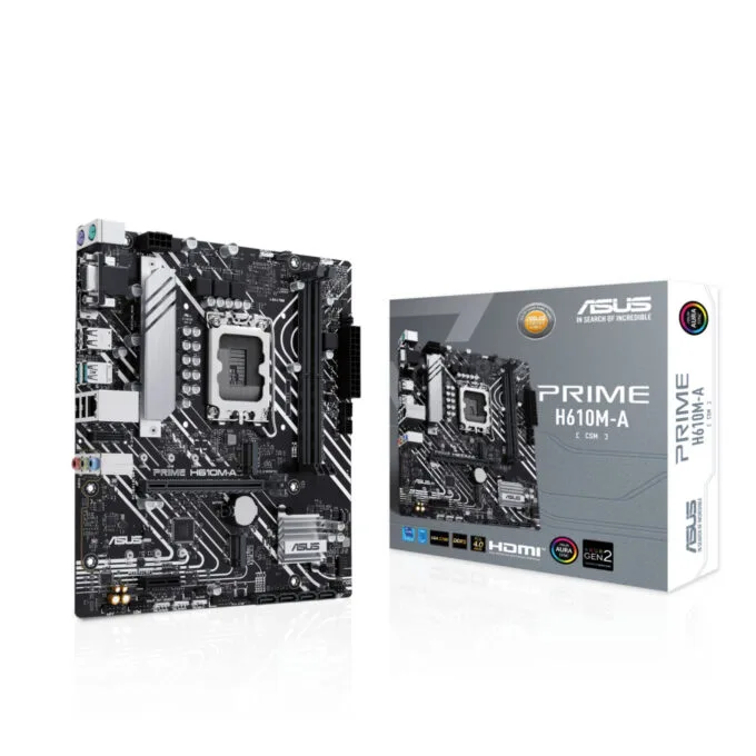 ASUS PRIME H610M-A-CSM - LGA1700 Micro-ATX H610 DDR5 Motherboard, 2x DIMM (up to 96GB), 2x M.2, PCIe4.0 — image 3