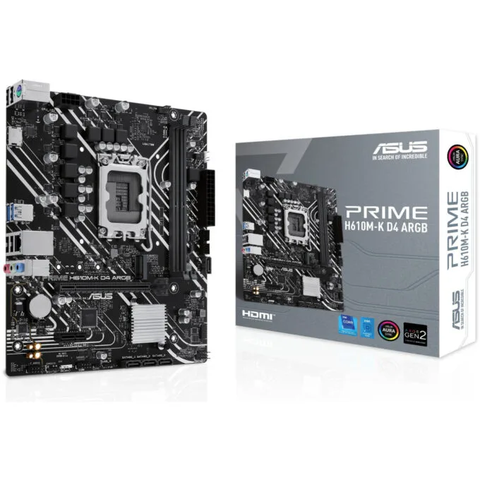 ASUS PRIME H610M-K D4 ARGB - H610M-K - ARGB, LGA1700, DDR4, Micro-ATX — image 1