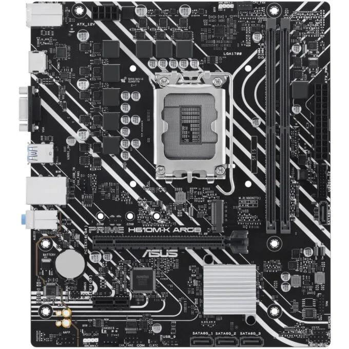ASUS PRIME H610M-K - LGA1700 H610 mATX Motherboard, DDR5 2x DIMM, Up to 96GB, ARGB, PCIe 4.0, HDMI 2.1 — image 2