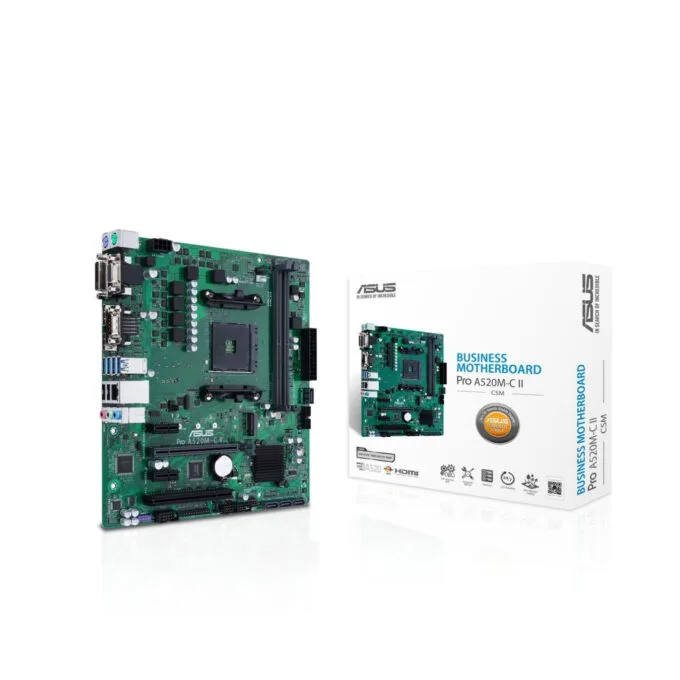 ASUS Pro A520M-C II CSM - AM4 A520 Micro-ATX Motherboard, DDR4 64GB, M.2, HDMI/DVI/DP — image 1