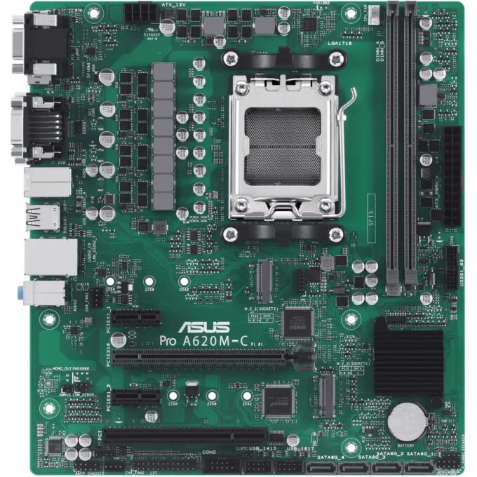 ASUS PRO A620M-C-CSM - microATX AM5 Motherboard, AMD A620, DDR5 up to 6400MHz, 2x M.2, 4x SATA — image 2