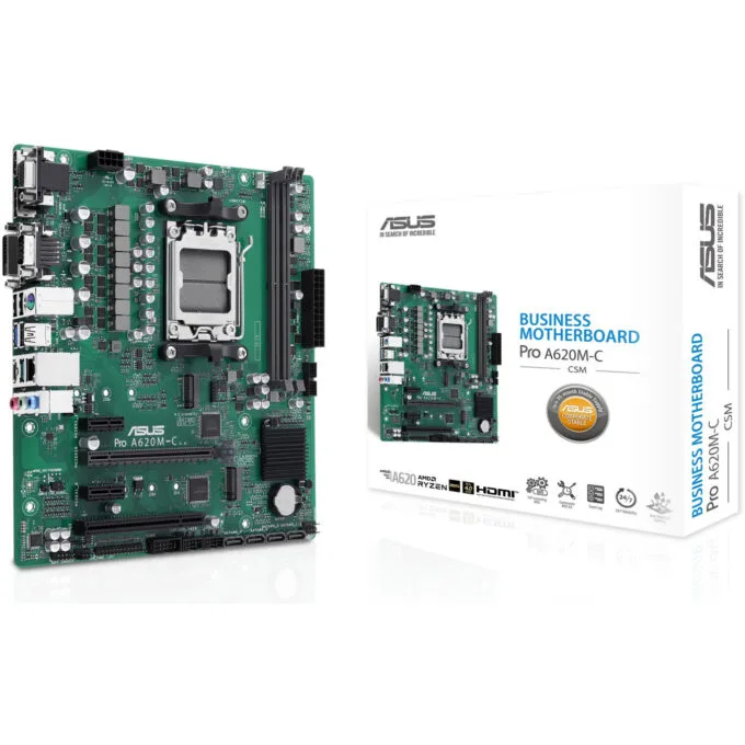 ASUS PRO A620M-C-CSM - microATX AM5 Motherboard, AMD A620, DDR5 up to 6400MHz, 2x M.2, 4x SATA — image 1