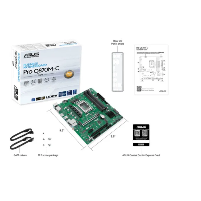 ASUS Pro Q870M-C CSM - microATX LGA1851 Motherboard, DDR5 4x DIMM (256GB), PCIe 4.0, 2x M.2, 4x SATA, Rear USB-C — image 3