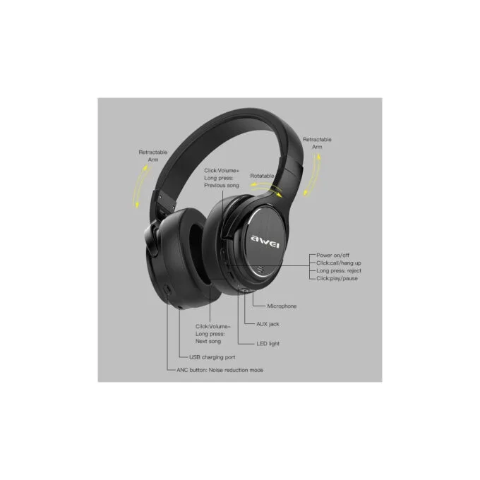 Awei A950BL - Bluetooth Wireless Headphones - Bluetooth 4.1, Noise-Cancelling, 1050mAh Battery, 26–46h Playtime — image 4