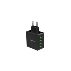 Awei C842 4-Port USB Wall Charger - 5V/4A (20W) Total, EU Plug, Black
