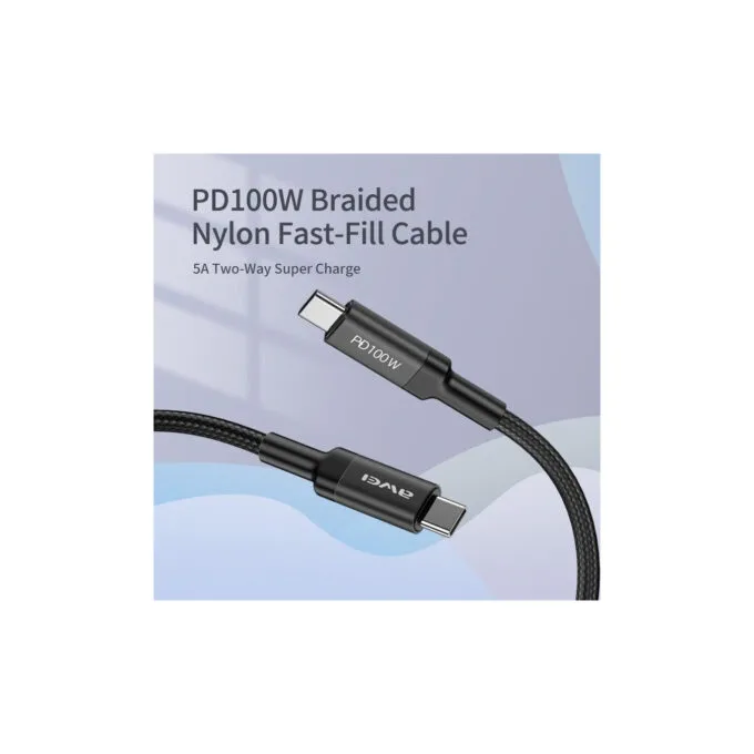 Awei CL117t USB-C to USB-C Cable - 100W PD 1m — image 5