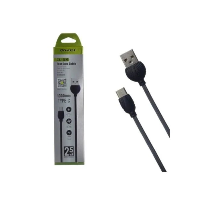 Awei CL62 USB to USB-C Braided Nylon Cable 2.5A 1m — image 1