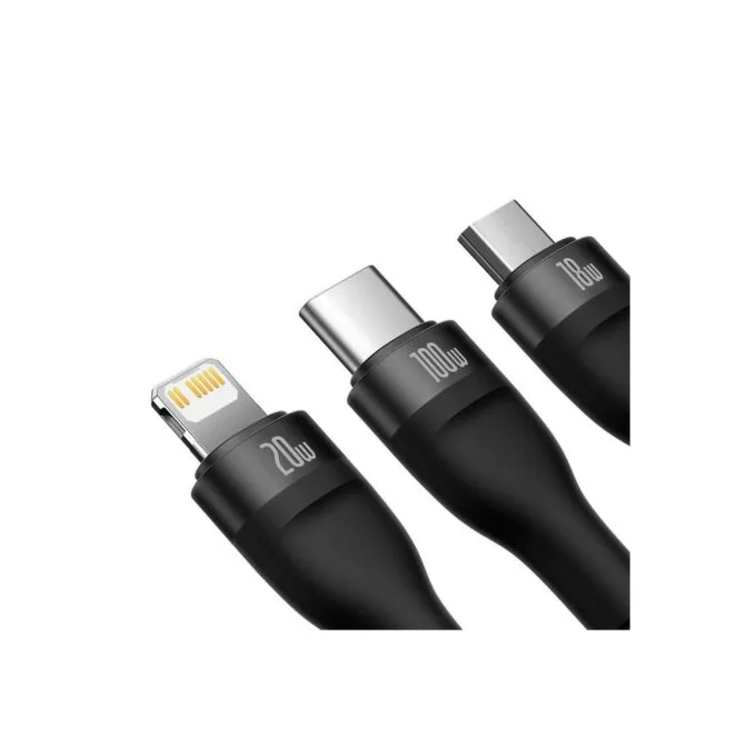 Baseus Cable - 3in1 USB-C Micro Light Flash Series - USB-C 1.5m Black — image 2