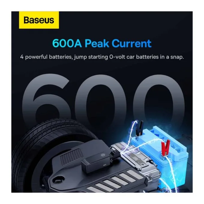Baseus Car Jump Start Booster & Powerbank - ALPHA Black - 6000mAh - 600A — image 4