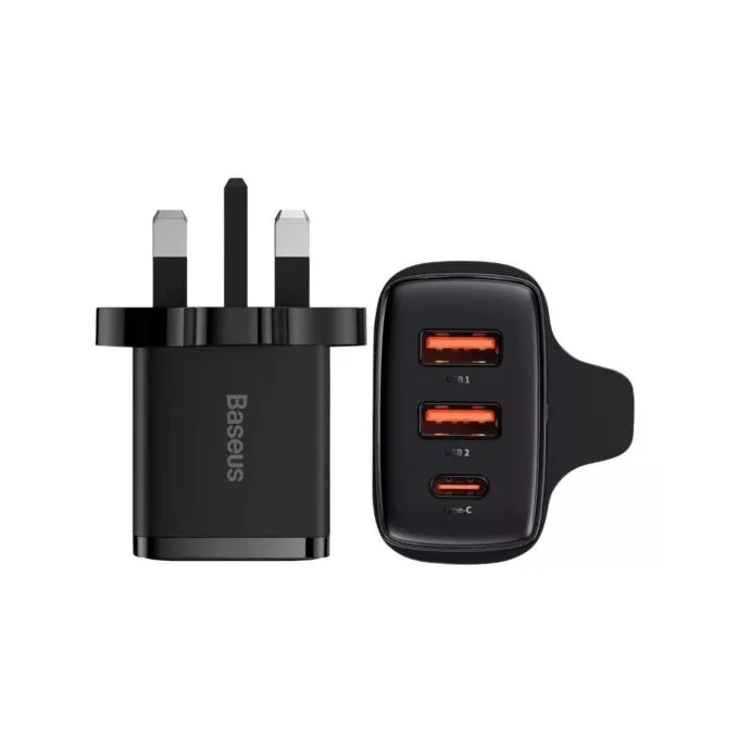 Baseus Charger Wall - 30W USB-C 2xUSB-A UK Black — image 1