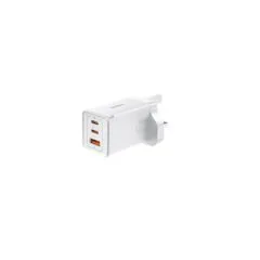 Baseus Charger Wall 65W USB-Cx2 USB-A UK+100W USB-C Cable White - 65W, USB-Cx2, USB-A, UK plug, White