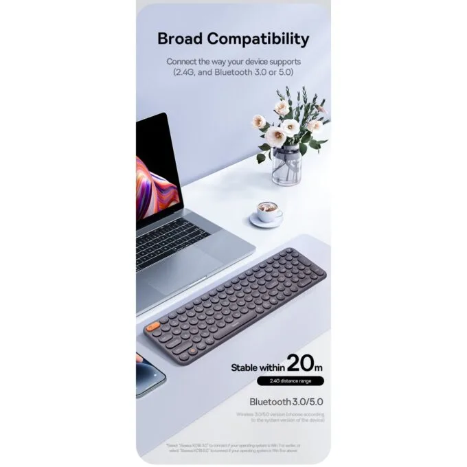 Baseus K01B Wireless Tri-Mode Keyboard Frosted Gray - 105 Keys — image 2