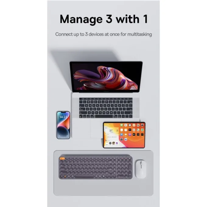 Baseus K01B Wireless Tri-Mode Keyboard Frosted Gray - 105 Keys — image 6