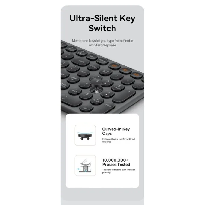 Baseus K01B Wireless Tri-Mode Keyboard Frosted Gray - 105 Keys — image 7