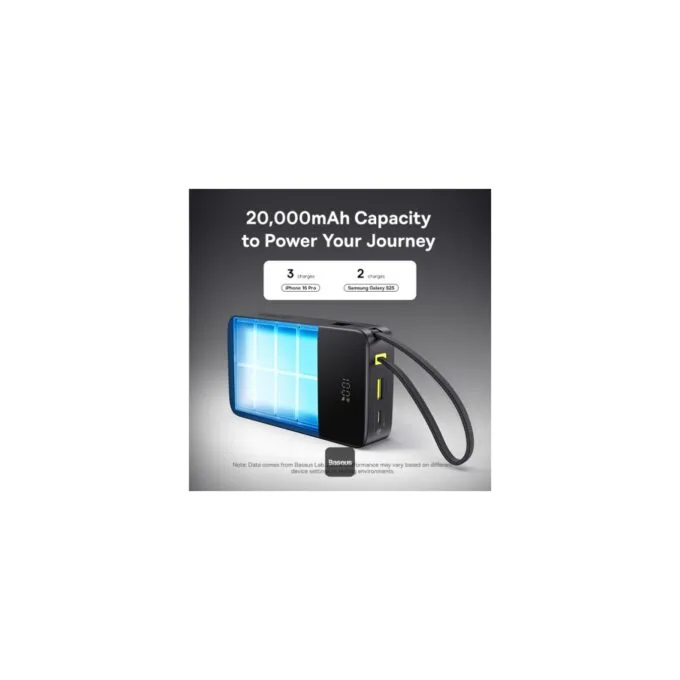 Baseus Powerbank 22.5W 20000mAh + Display - FC51 - EnerFill Bipow2 Pro Black — image 2