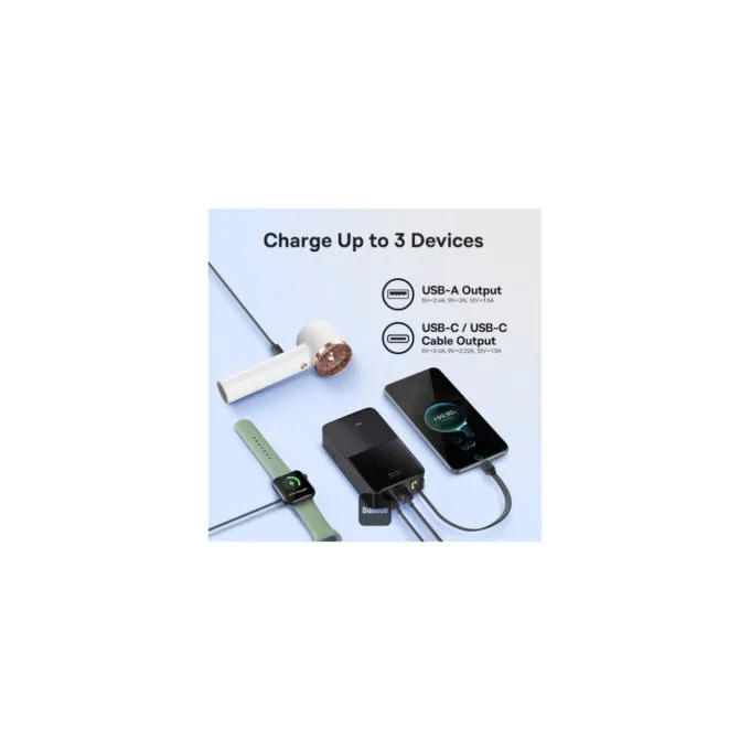 Baseus Powerbank 22.5W 20000mAh + Display - FC51 - EnerFill Bipow2 Pro Black — image 5