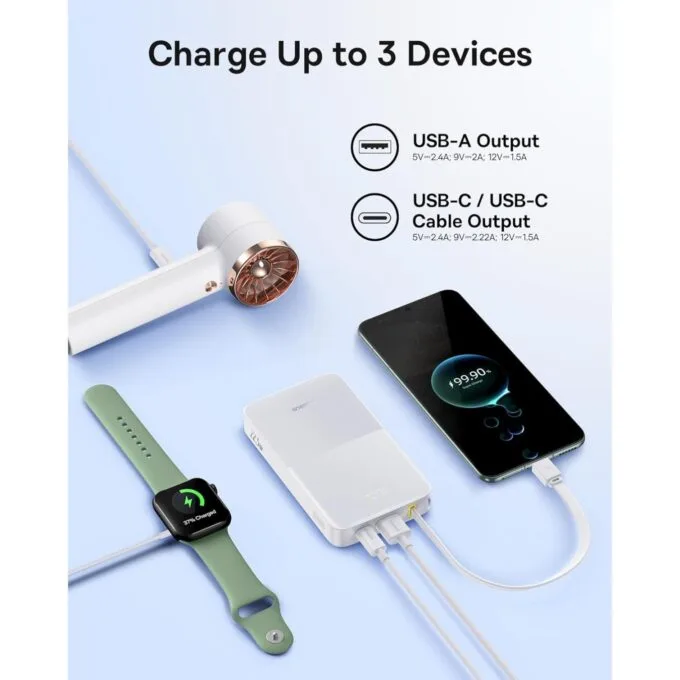 Baseus Powerbank - FC51 - 22.5W 10000mAh + Display EnerFill Bipow2 Pro White — image 4