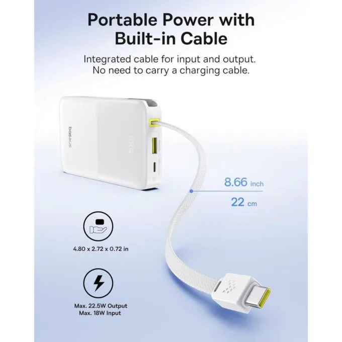 Baseus Powerbank - FC51 - 22.5W 10000mAh + Display EnerFill Bipow2 Pro White — image 6