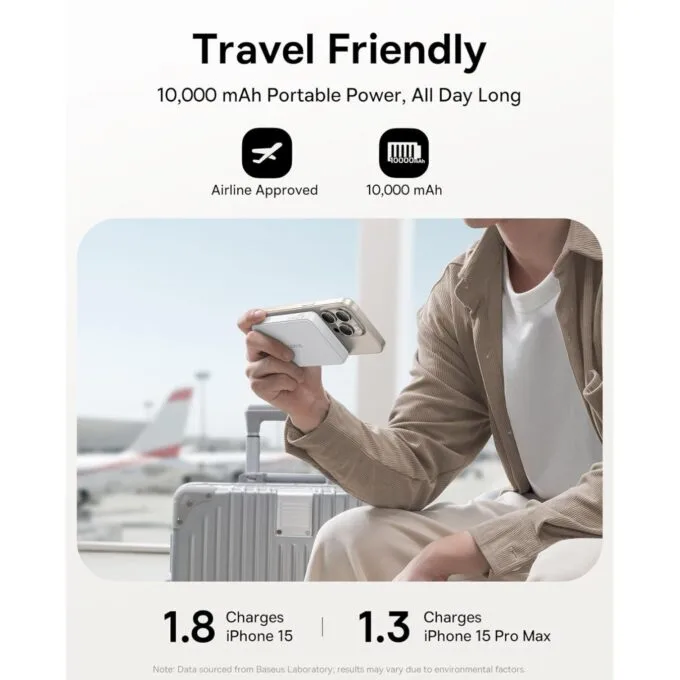 Baseus Powerbank Wireless 22.5W 10000mAh 15W Qi2 Airpow White — image 3