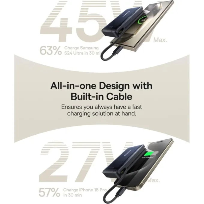 Baseus Powerbank - Wireless 45W 10000mAh NOMOS Qi2-Stand Black — image 3