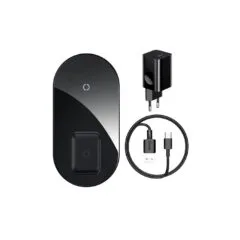 Baseus Simple 2in1 QI Wireless Charger Turbo Edition 24W Black - 2in1, QI Wireless Charger, Turbo Edition, 24W, Black