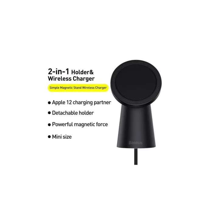 Baseus Simple Magnetic Stand Wireless Charger - Black — image 2