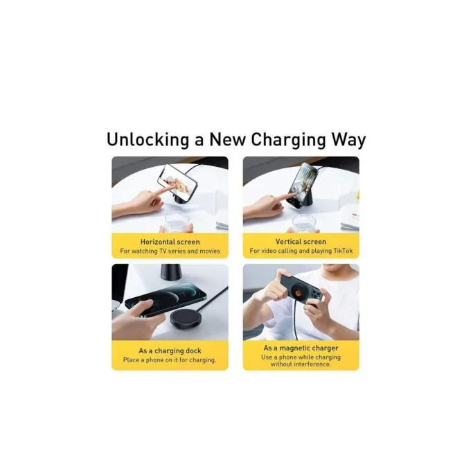 Baseus Simple Magnetic Stand Wireless Charger - Black — image 6
