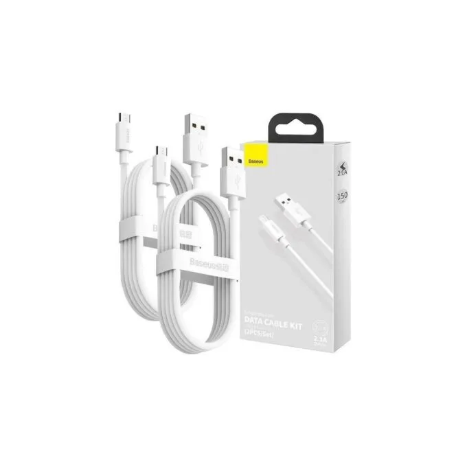 Baseus Simple Wisdom MicroUSB to USB-A 1.5m White 2PC — image 1