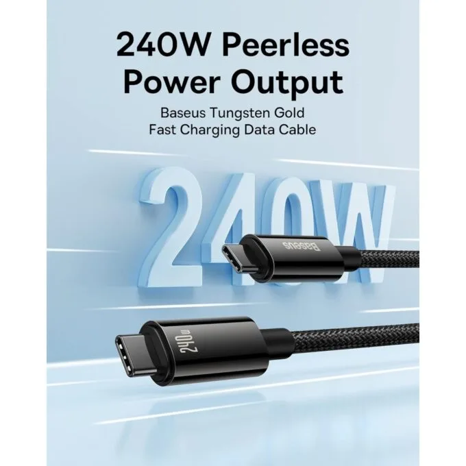 Baseus USB-C to USB-C 240W PD3.1 1m Tungsten Gold Black - CB000038 — image 2