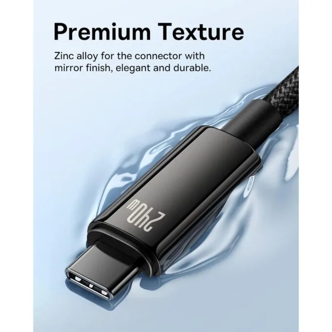 Baseus USB-C to USB-C 240W PD3.1 1m Tungsten Gold Black - CB000038 — image 4