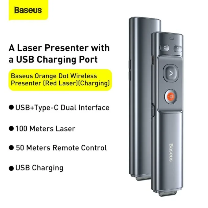 Baseus VA Wireless Laser Presenter - Orange Dot - Rechargeable — image 6