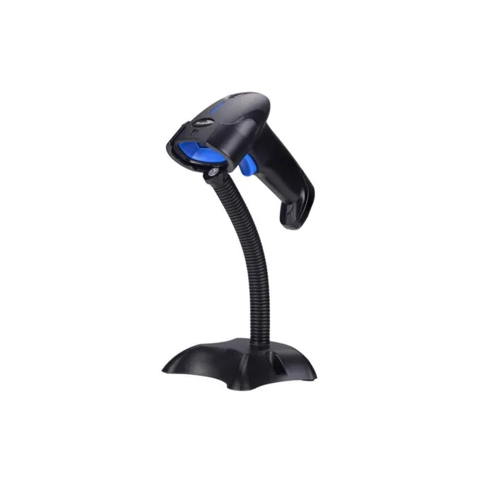 BCS-02BW BARCODE WIRELESS WIRED CCD SCANNER W STAND BLACK POWER-ON — image 1