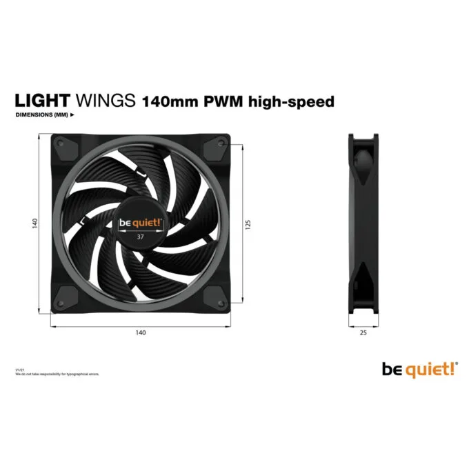 Be Quiet Light Wings 140mm PWM High-Speed Case Fan - Black, ARGB, 2200 RPM — image 7