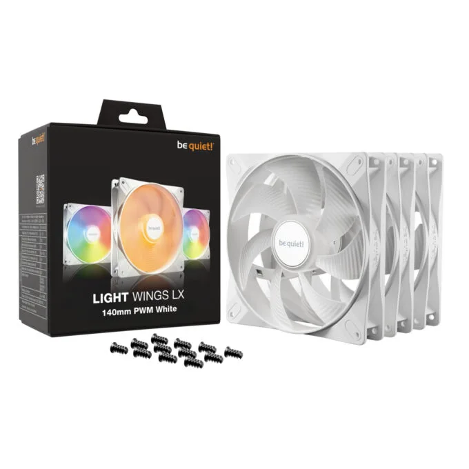 Be Quiet Light Wings LX 140mm PWM Case Fans - 3-Pack, White, ARGB, 4-pin PWM — image 5