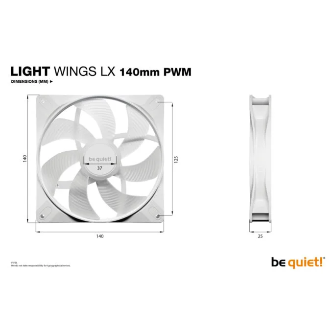 Be Quiet Light Wings LX 140mm PWM Case Fans - 3-Pack, White, ARGB, 4-pin PWM — image 7