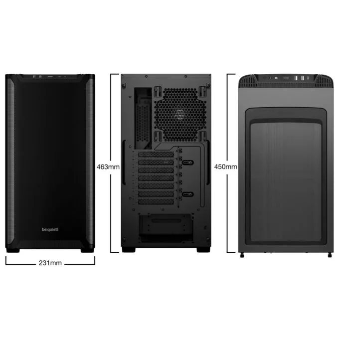 be quiet! Pure Base 501 - Mid Tower PC Case, Black, ATX/mATX/Mini-ITX, USB-C, 2x140mm Fans — image 2