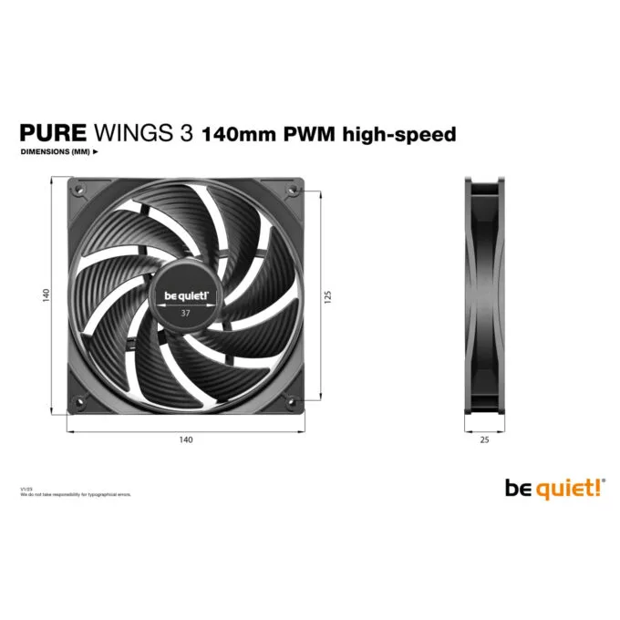 Be Quiet! Pure Wings 3 High-Speed PWM Case Fan - BL109 - 140mm, Black — image 5