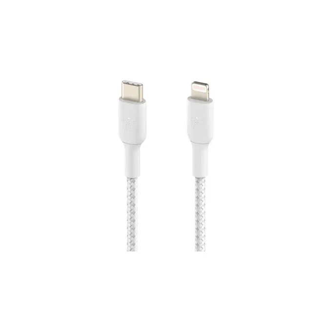 Belkin Lightning USB-C Kabel ummantelt mfi 1m weiß — image 3