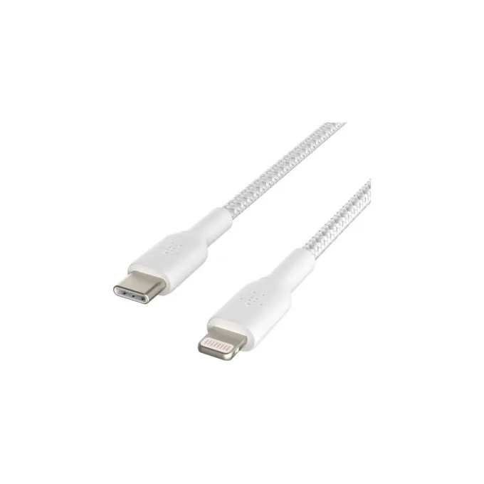 Belkin Lightning USB-C Kabel ummantelt mfi 1m weiß — image 1