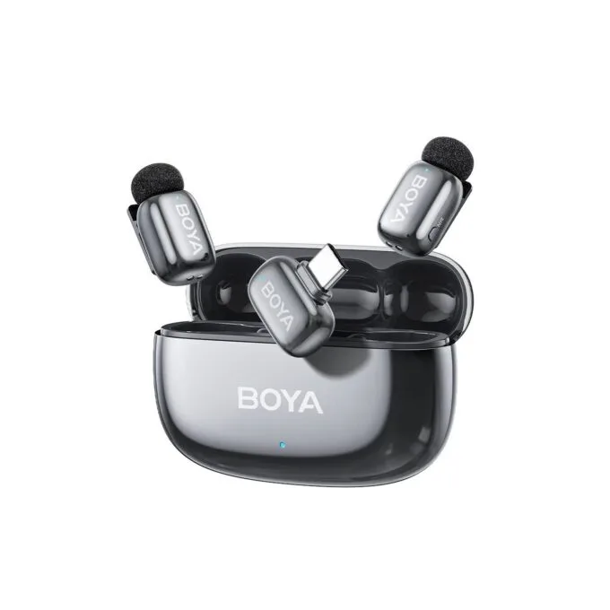 BOYA Mic - Mini 2 - Type-C Space Gray, 2,4GHz 2mic Wireless AI-ANC Mic w. Charging Box Mono stereo safety-tr — image 1